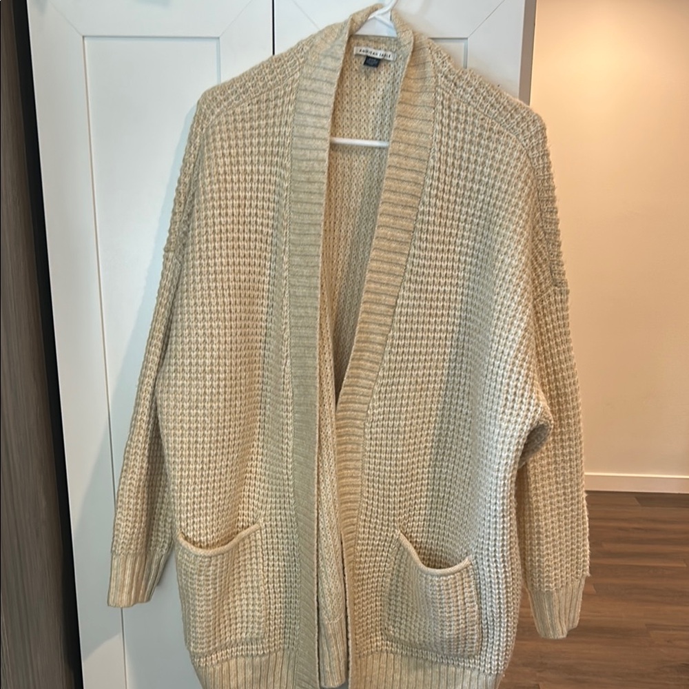 American Eagle Outfitters Cream Chunky Knit Cardigan